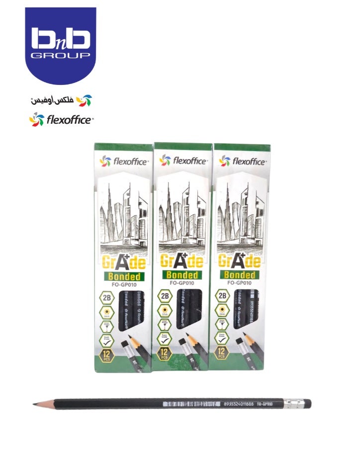 FLEXOFFICE FOR-GP010 72-pcs wooden pencil set: 12 pencils/box (set), 6 boxes. A writing and drawing tool for students, suitable for exams, school, office, and home drawing. - Image 1